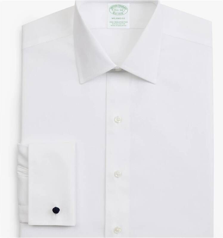 Brooks Brothers Milano Slim-fit niet-ijzerstudie shirt pinpoint ainsley kraag Wit Heren