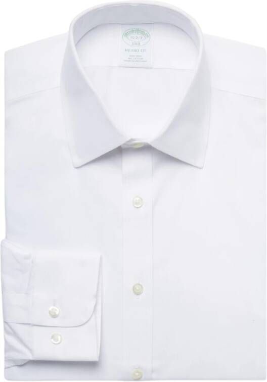Brooks Brothers Milano Slim-fit niet-ijzerstudie shirt pinpoint ainsley kraag Wit Heren