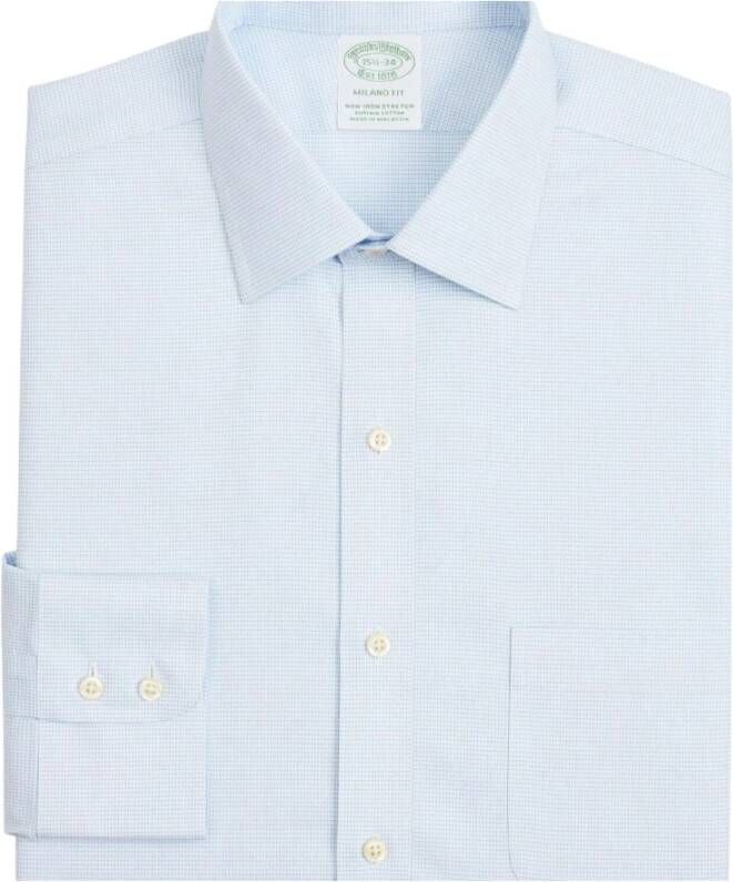 Brooks Brothers Milano Slim-fit niet-ijzerstudie shirt twill ainsley kraag Blauw Heren