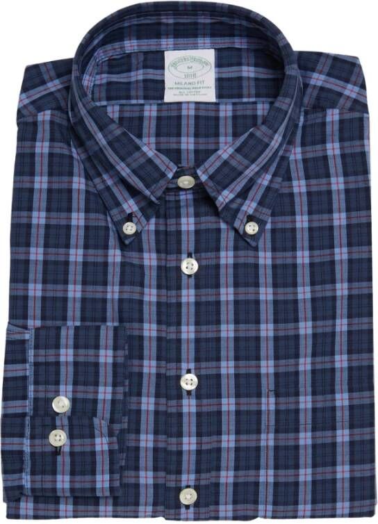 Brooks Brothers Milano Slim-Fit Sport Overhemd Broad Cloth button-down kraag Blauw Heren