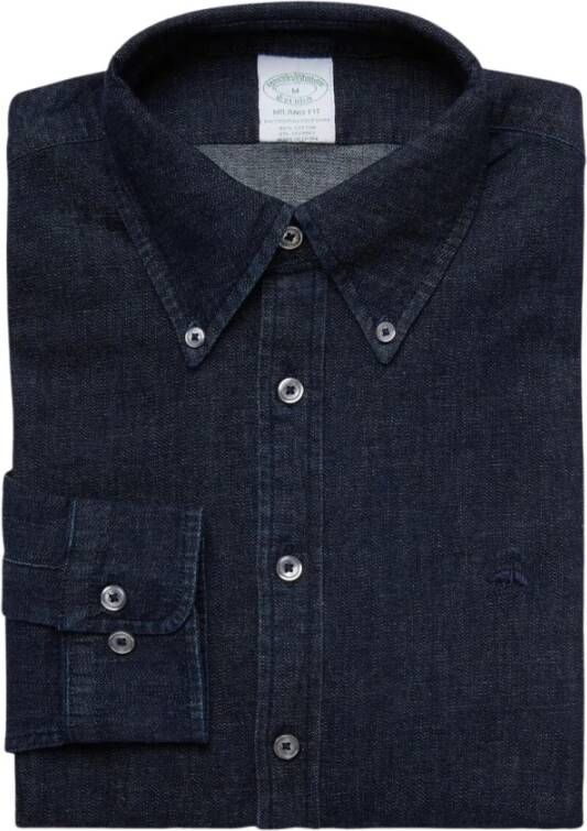 Brooks Brothers Milano Slim-Fit Sport Overhemd denim knoop-down kraag Blauw Heren