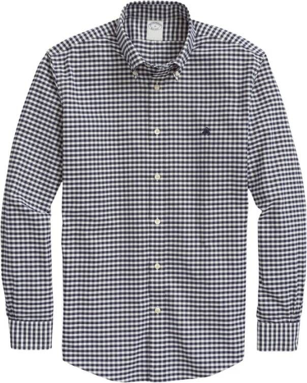 Brooks Brothers Stretch Non-Iron Oxford Button-Down Kraag Gingham Sport Shirt Blue Heren