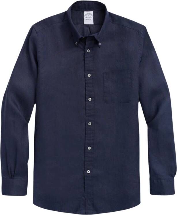 Brooks Brothers Milano Slim-fit Iers Linnen Sportoverhemd Blue Heren