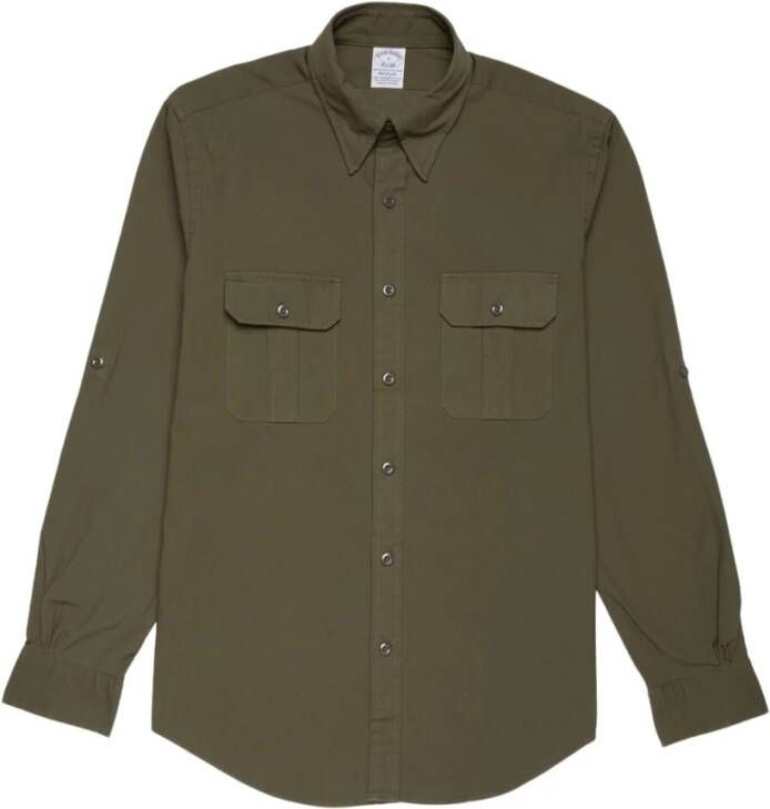 Brooks Brothers Regent regular fit Canvas Safari Sportoverhemd Green Heren