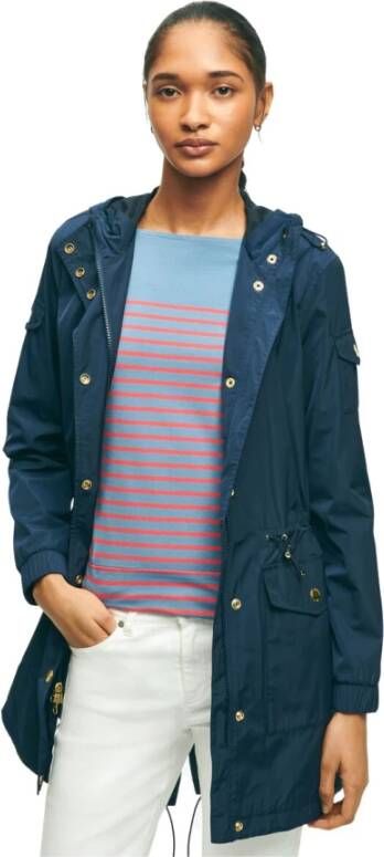 Brooks Brothers Waterafstotende Anorak met Capuchon Blue Dames