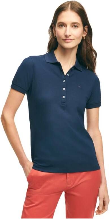 Brooks Brothers Supima Katoenen Stretch Pique Poloshirt Blue Dames