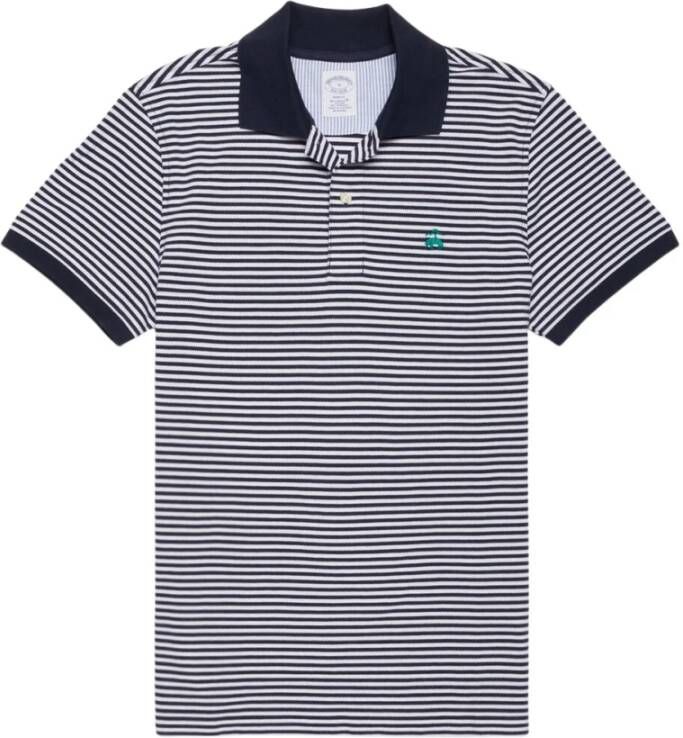 Brooks Brothers Pique Polo Shirt Slim Fit met Strepen Blue Heren