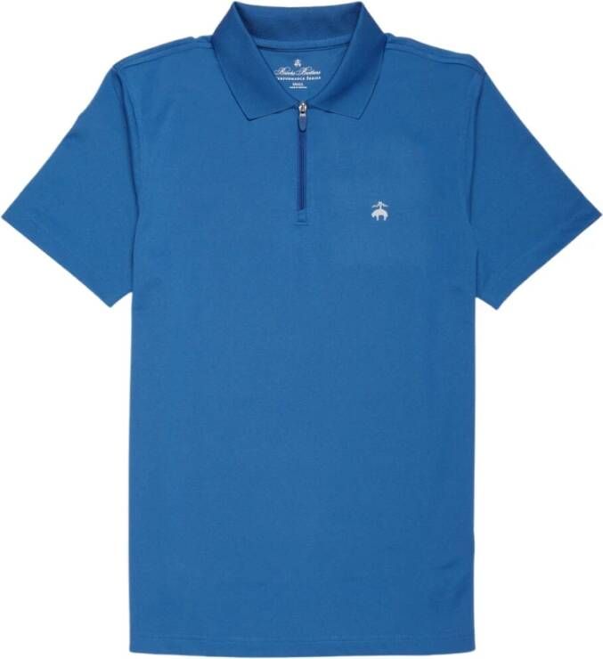 Brooks Brothers Performance Zip Polo Shirt Blue Heren