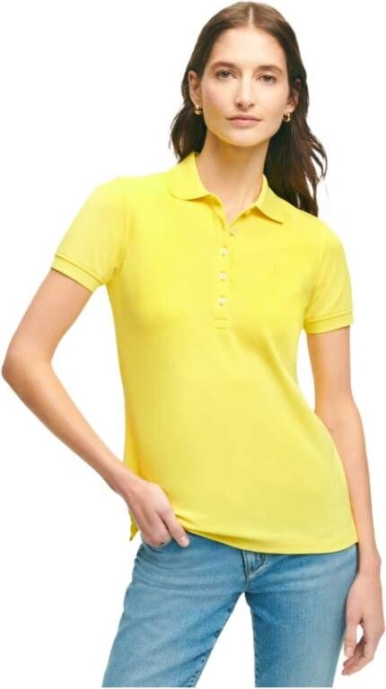 Brooks Brothers Supima Katoenen Stretch Pique Poloshirt Yellow Dames