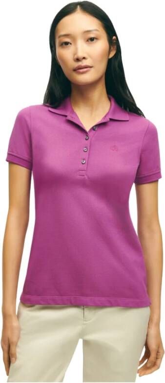 Brooks Brothers Supima Katoenen Stretch Pique Poloshirt Purple Dames