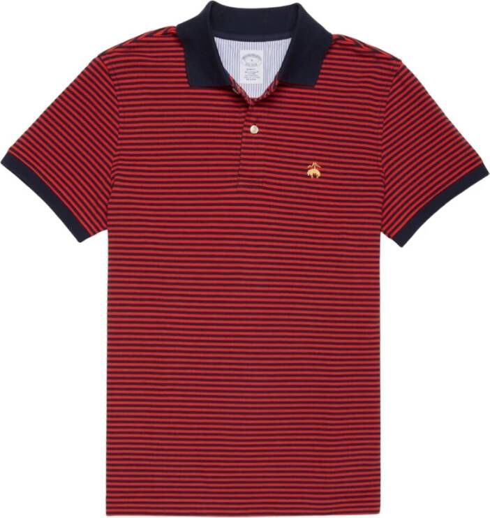 Brooks Brothers Feeder Stripe Pique Polo Slim Fit Red Heren