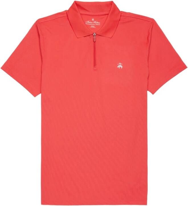 Brooks Brothers Performance Zip Polo Shirt Pink Heren