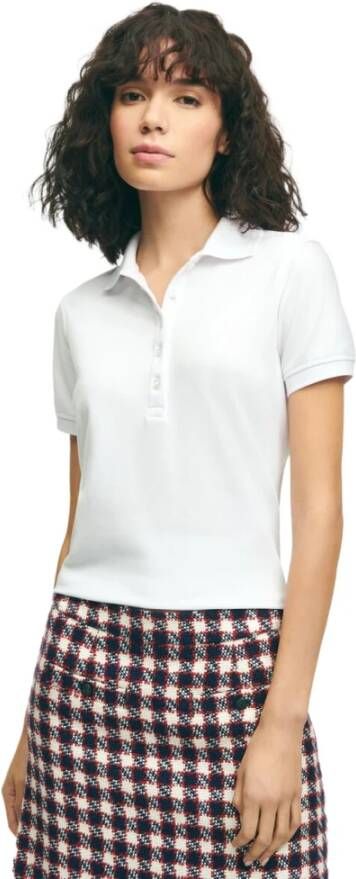 Brooks Brothers Supima Katoenen Stretch Pique Poloshirt White Dames