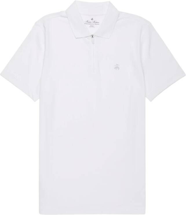 Brooks Brothers Performance Zip Polo Shirt White Heren