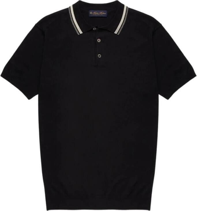 Brooks Brothers Linnen en Katoenen Poloshirt Black Heren