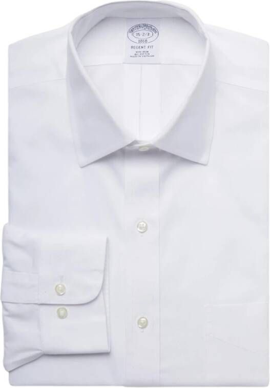 Brooks Brothers Regent Regelijke FIT NIONURS-overhemd Pinpoint Ainsley-kraag Wit Heren