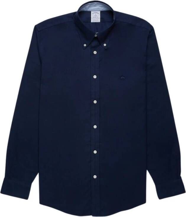 Brooks Brothers Regent Regelijke FIT Nionurs Sport Overhemd Oxford Stretch knoop-down kraag Blauw Heren