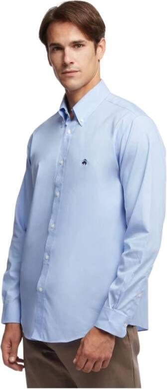 Brooks Brothers Regent Regelijke Fiton Irje Sport Overhemd Pintopt Buitenkraak Collar Blauw Heren