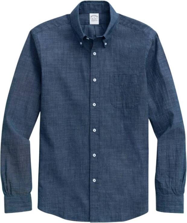Brooks Brothers Regent Regular-Fit Sport Overhemd Chambray knoop-down kraag Blauw Heren