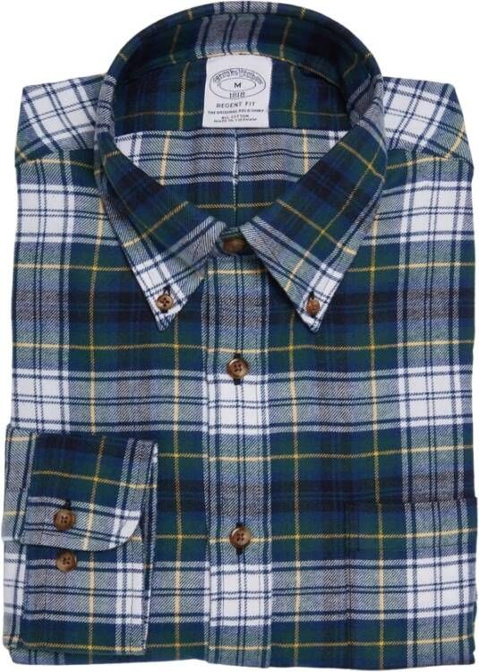 Brooks Brothers Regent Regular Fit Sport Overhemd Flanel Button-Down Collar Blauw Heren