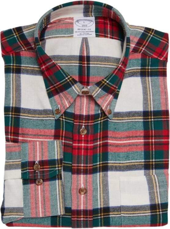 Brooks Brothers Regent Regular Fit Sport Overhemd Flanel Button-Down Collar Rood Heren