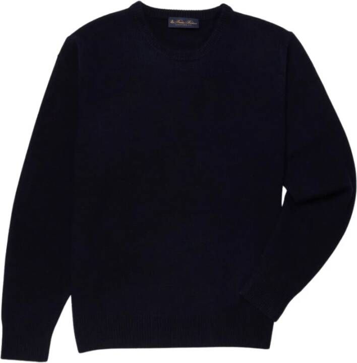 Brooks Brothers Wol en Kasjmier Crew-Neck Trui Blue Heren