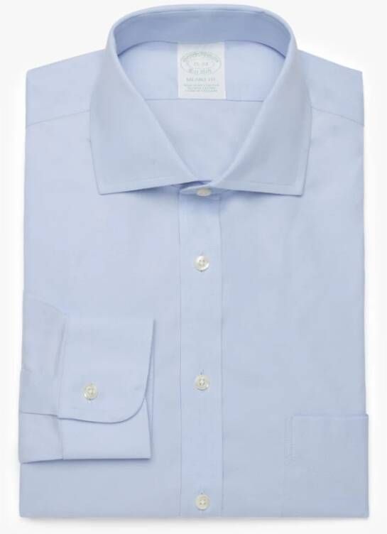 Brooks Brothers Milano Fit Non-Iron Overhemd English Spread Kraag Blue Heren
