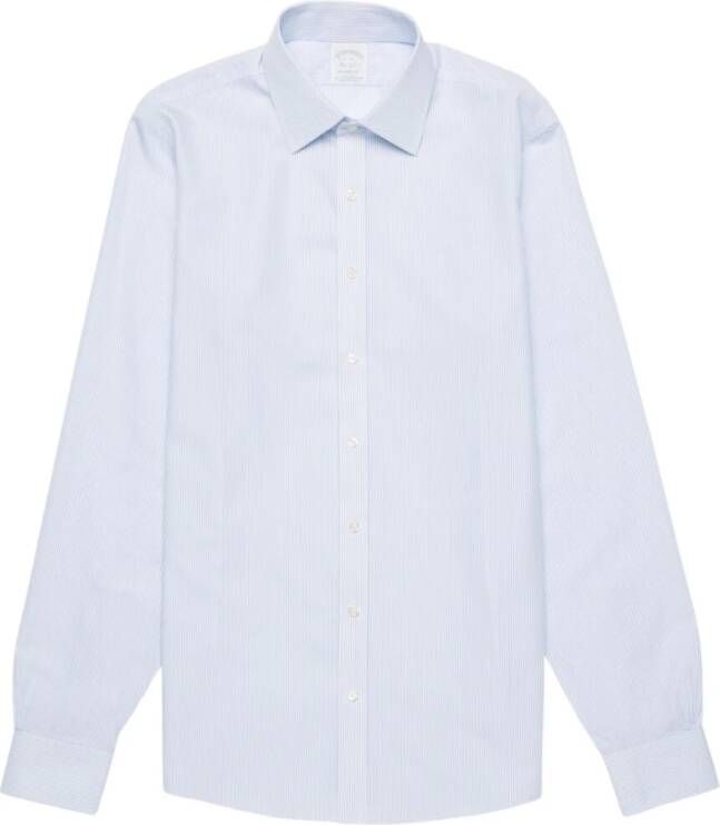 Brooks Brothers Milano Slim Fit Non-Iron Ainsley Collar Dress Shirt Blue Heren