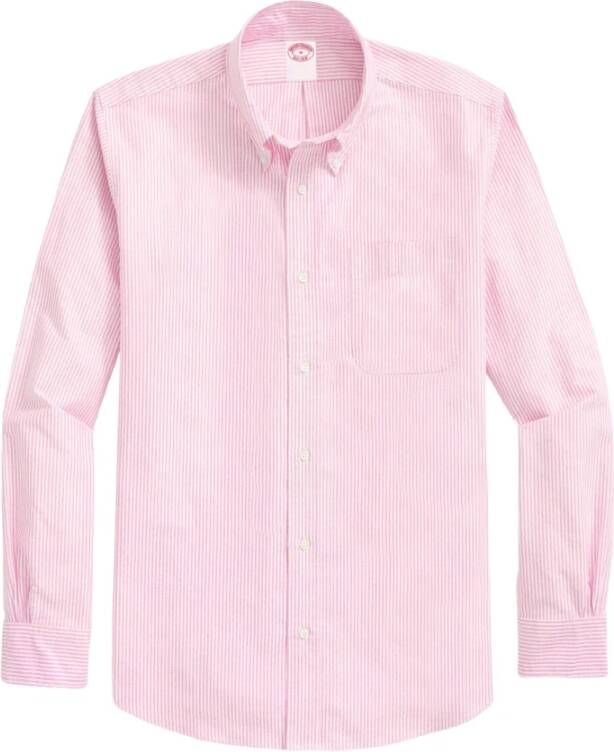Brooks Brothers Original Polo Oxford Shirt met Strepen Pink Heren