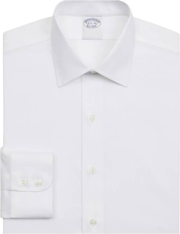 Brooks Brothers Regent Regular Fit Stretch Supima Katoen Non-Iron Twill Ainsley Kraag Overhemd White Heren
