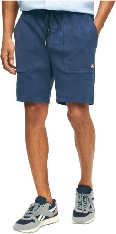 Brooks Brothers Stretch Sueded Katoenen Jersey Sweatshorts Blue Heren