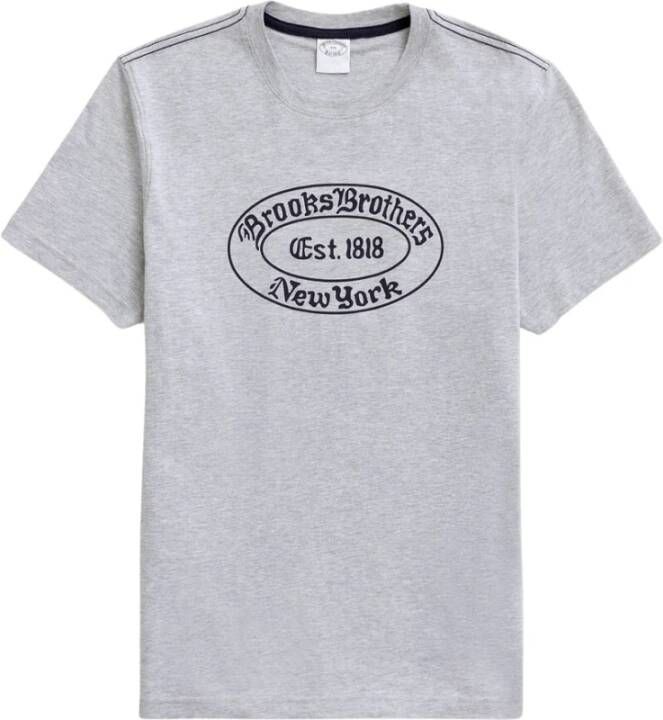 Brooks Brothers Label Graphic T-Shirt Gray Heren
