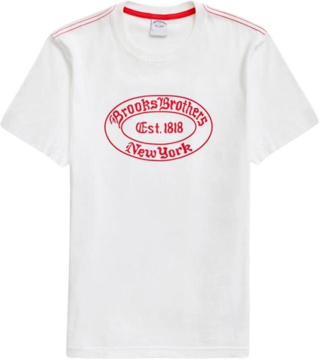 Brooks Brothers Label Graphic T-Shirt White Heren