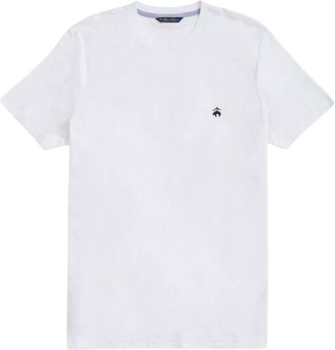 Brooks Brothers Washed Supima Katoenen Logo Crewneck T-Shirt White Heren