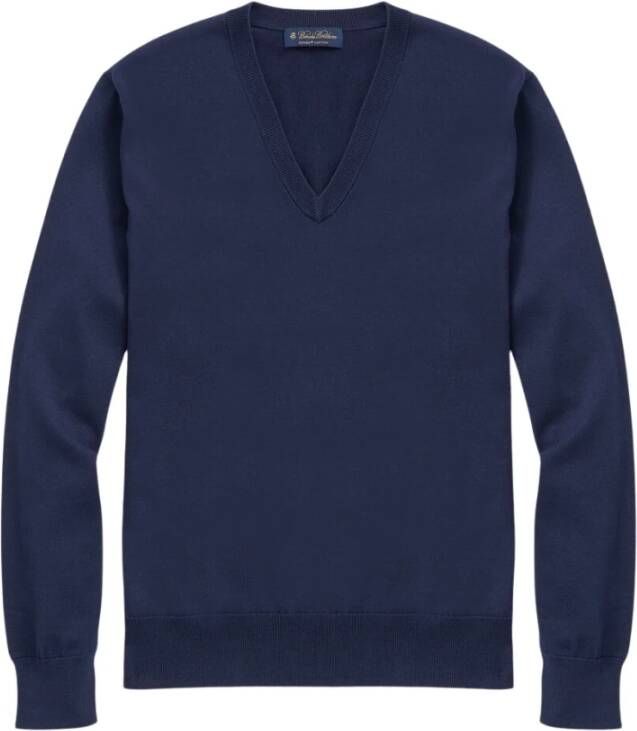 Brooks Brothers Supima Katoenen V-hals Trui Blue Heren