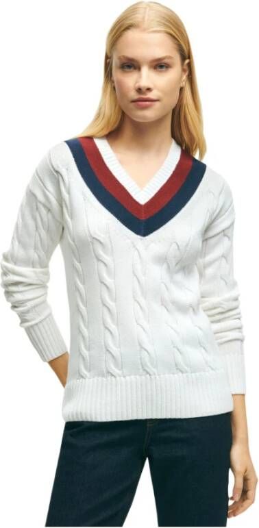 Brooks Brothers Tennis Sweater van Supima Katoen White Dames