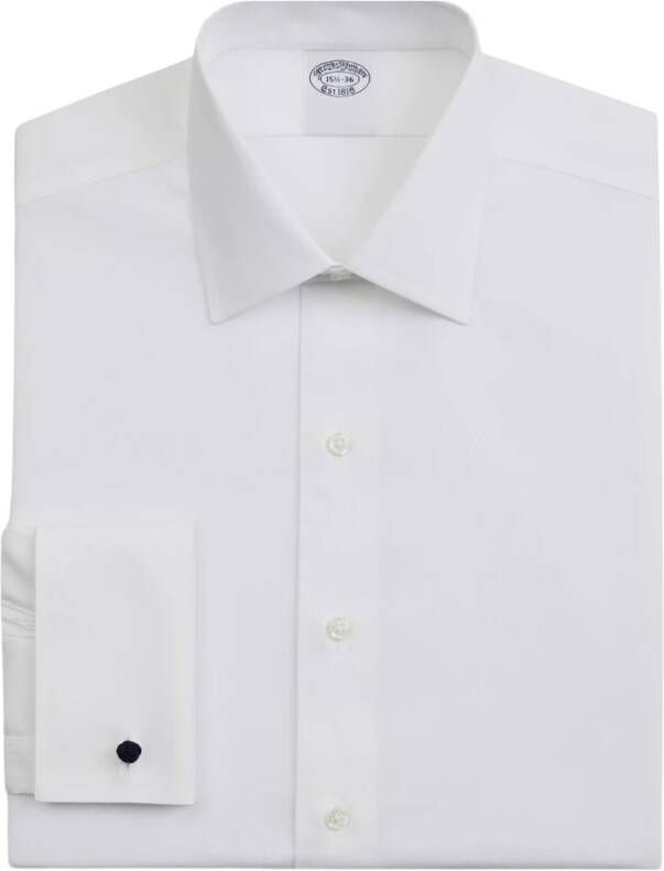 Brooks Brothers Wit Overhemd van Strijkvrij Stretchkatoen met Ainsley Kraag Regular Fit White Heren