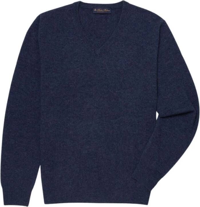 Brooks Brothers Wol en kasjmier v-hals trui Blauw Heren