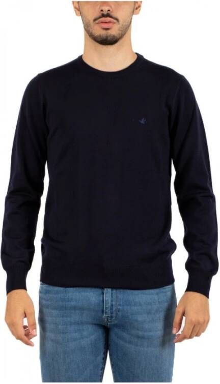 Brooksfield Round-neck Knitwear Blue Heren