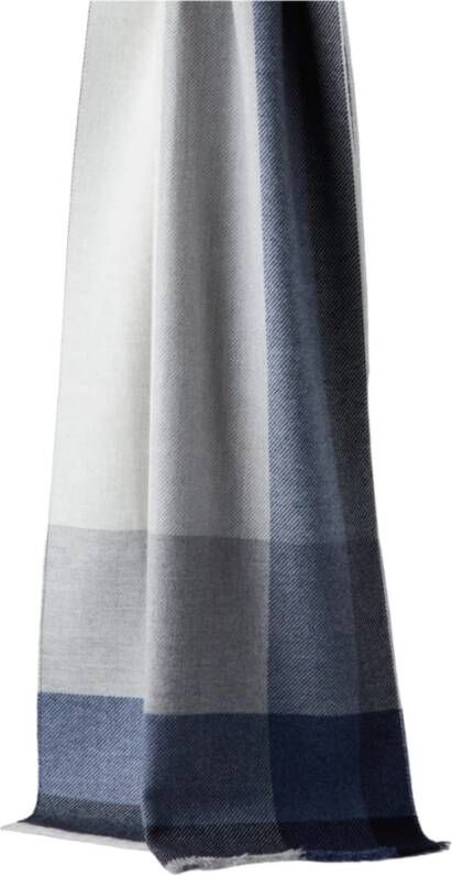 BRUNELLO CUCINELLI Blauw en grijs gestreepte sjaal Blauw Heren