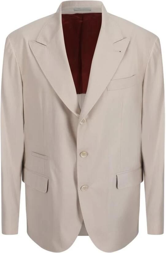 BRUNELLO CUCINELLI Beige Katoenen Blazer Relaxte Pasvorm Beige Heren