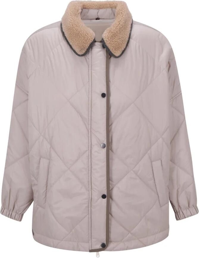 BRUNELLO CUCINELLI Beige Jas met Bouclé Effect Beige Dames