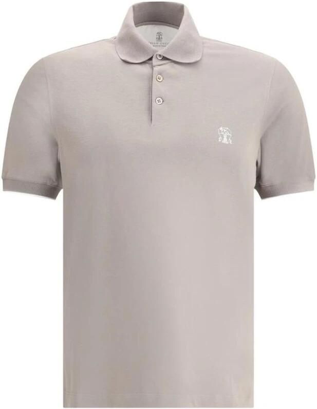 BRUNELLO CUCINELLI Polo Shirt van Premium Katoen Klassieke Pasvorm Beige Heren