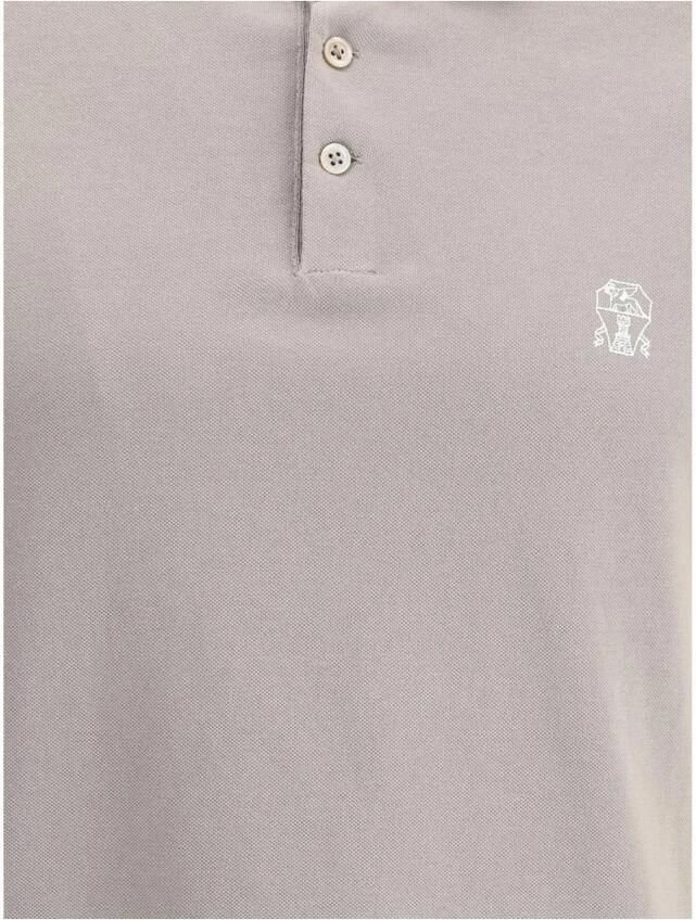 BRUNELLO CUCINELLI Polo Shirt van Premium Katoen Klassieke Pasvorm Beige Heren - Foto 2