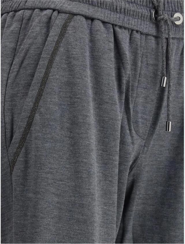 BRUNELLO CUCINELLI Sprankelende Juwelen Katoenen Broek Gray Dames - Foto 2