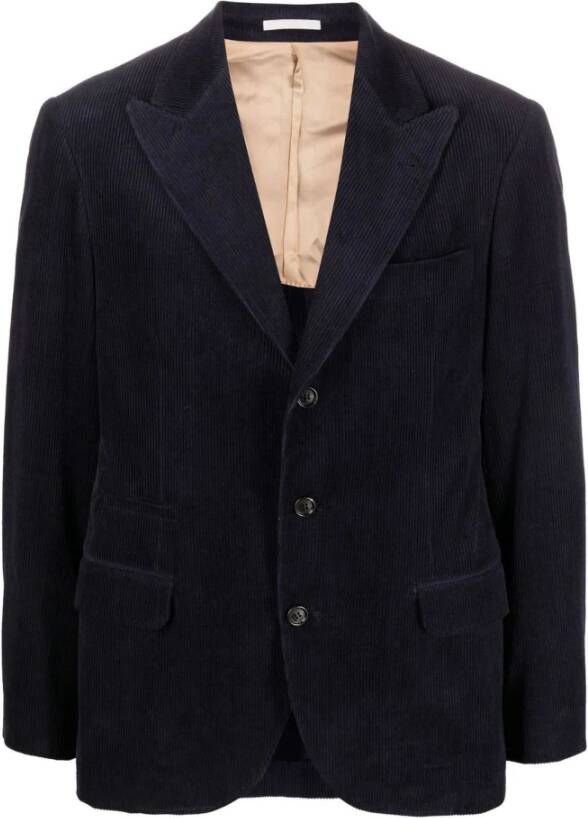 BRUNELLO CUCINELLI Blauwe Katoenen Single-Breasted Blazer Blue Heren