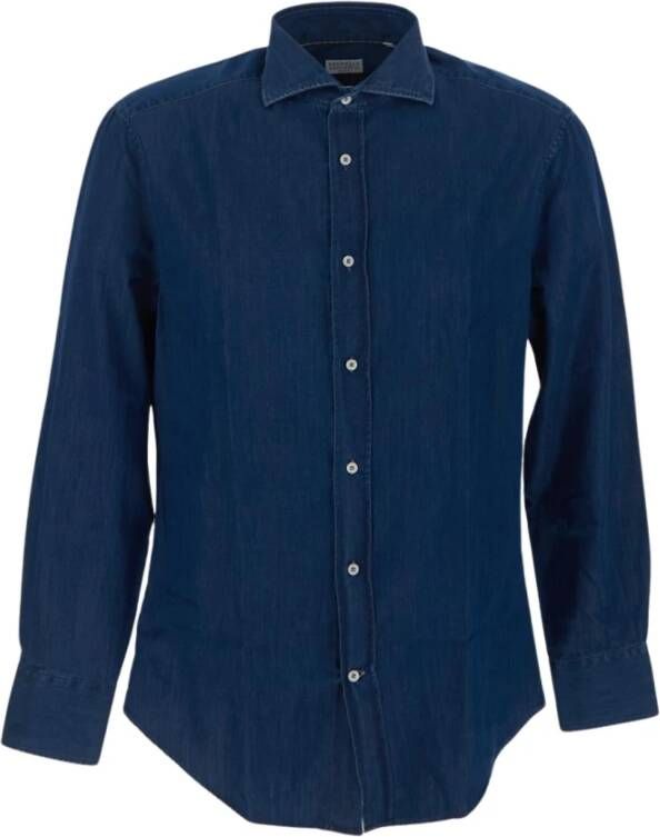 BRUNELLO CUCINELLI Casual overhemd Blauw Heren