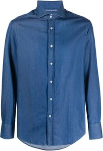 BRUNELLO CUCINELLI Blauwe Chambray Katoenen Overhemd voor Heren Blauw Heren