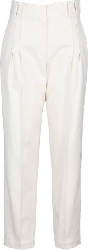 BRUNELLO CUCINELLI Hoog getailleerde Chino-broek met rechte pijpen White Dames