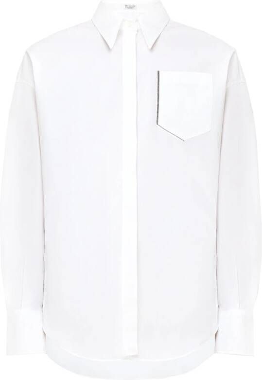 BRUNELLO CUCINELLI Katoenen overhemd met knoopsluiting White Dames